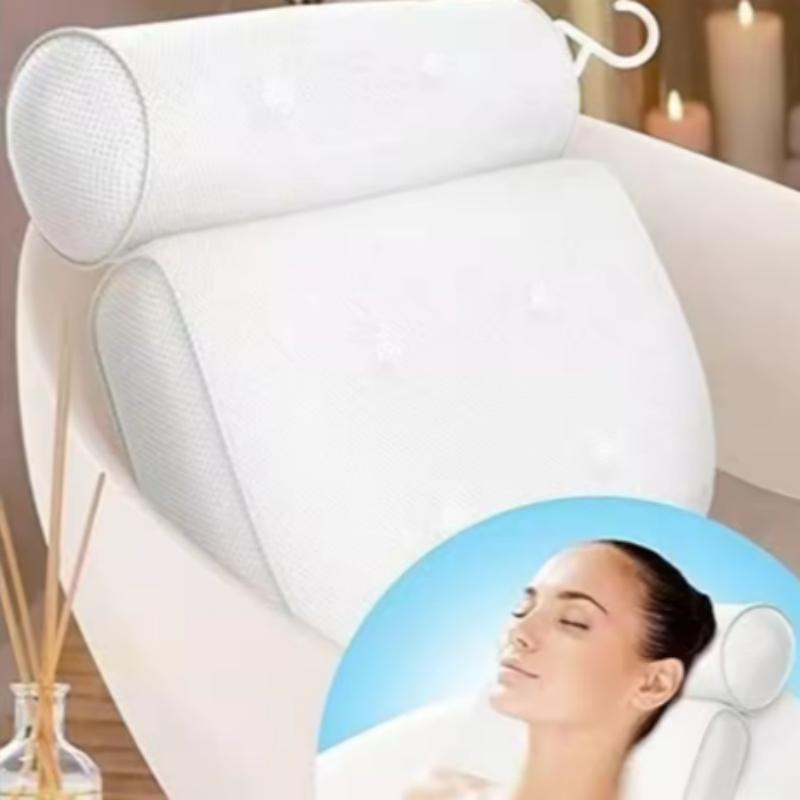 Mesh SPA Bathtub Pillow 3D Mesh Tub Pillow with Anti Slip Suction Cups Bathtub Headrest Ergonomic Pillow