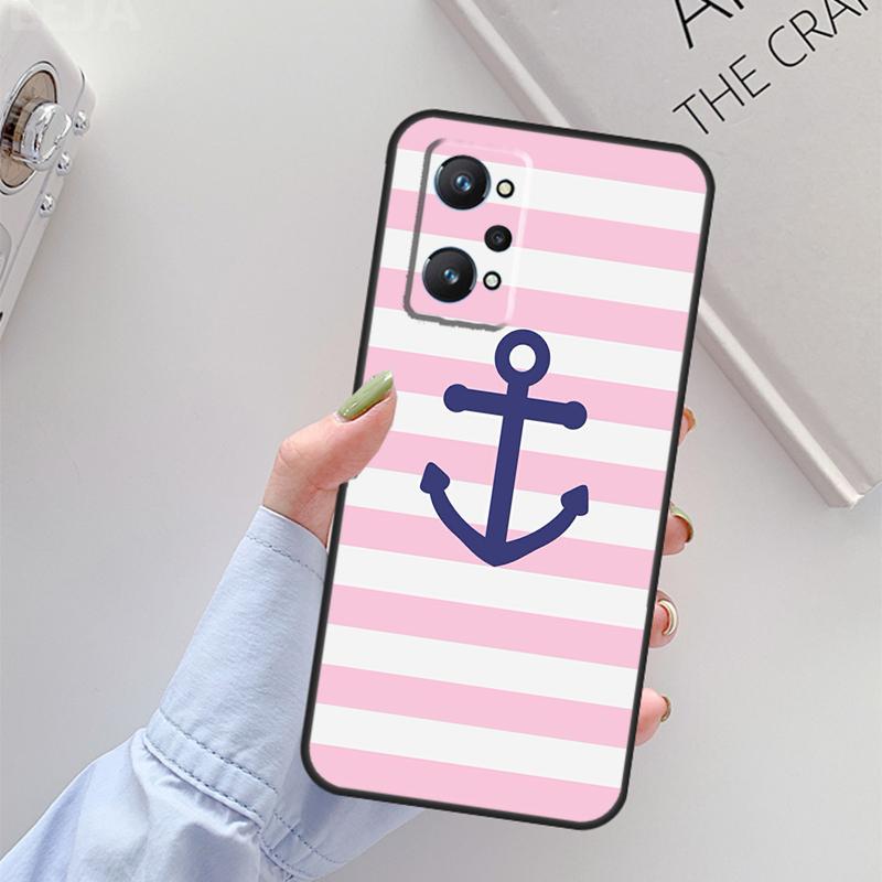 Stripes Anchor Boat Ship For Realme C67 C61 C75 C55 C53 C51 C21Y C25S GT 6 6T 5 GT7 Pro 10 11 12 13 14 Pro Plus Case