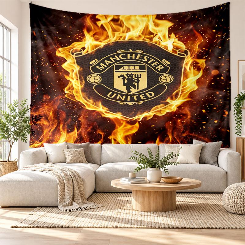 Manchester United FC Wall Tapestry, Soft Fabric Wall Hanging, Decorative Backdrop For Bedroom Home Wall Art