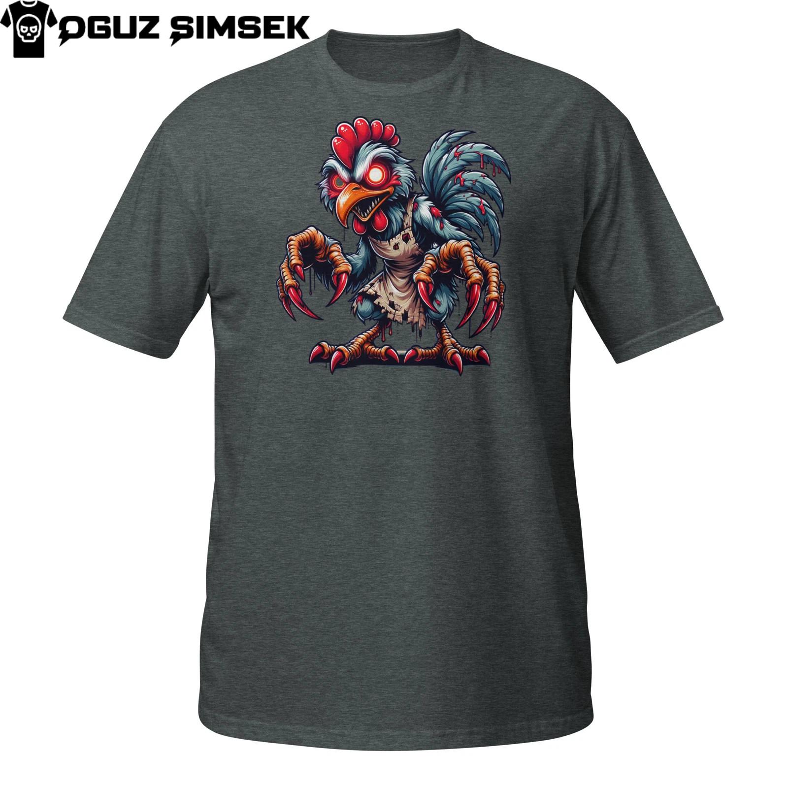 Angry Chicken T-Shirt Mens Womens Tees Top | Crazy Zombie Rooster with Claws | Horror Hen Tee XL