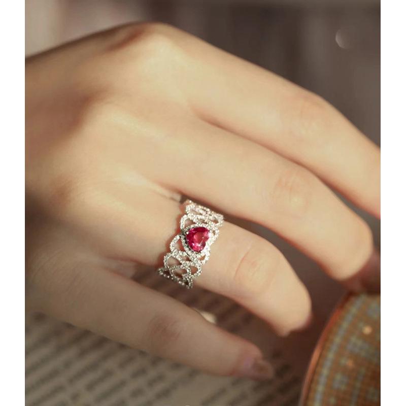 Unique Gemstone Open Adjustable Ring: Niche Design, Full Diamond, Colorfast, Light Luxury for Women Adjustable Open