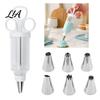Cookie Decorating Accessories Cake Kit, Cupcake Icing Piping Tool with 6 Stainless Steel Nozzles, Clear Easy Frosting Applicator Set for
