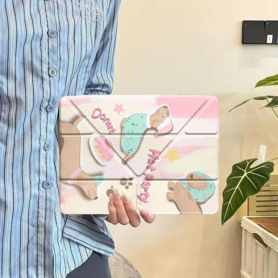 Holder Cover Tablet Case For iPad Pro 11th 10th 9th 8th 7th 12.9inch Air 4 5 M3 M2 1 2 M4 11inch Mini 6 7 Pro 2025 Cute Dog