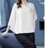 4XL Fledermaus-Shirt Sommer Damen Locker T-Shirt Kleines Shirt Frühling/Sommer Groß Knitterarm und Elegant Chiffon-Oberteil Grün