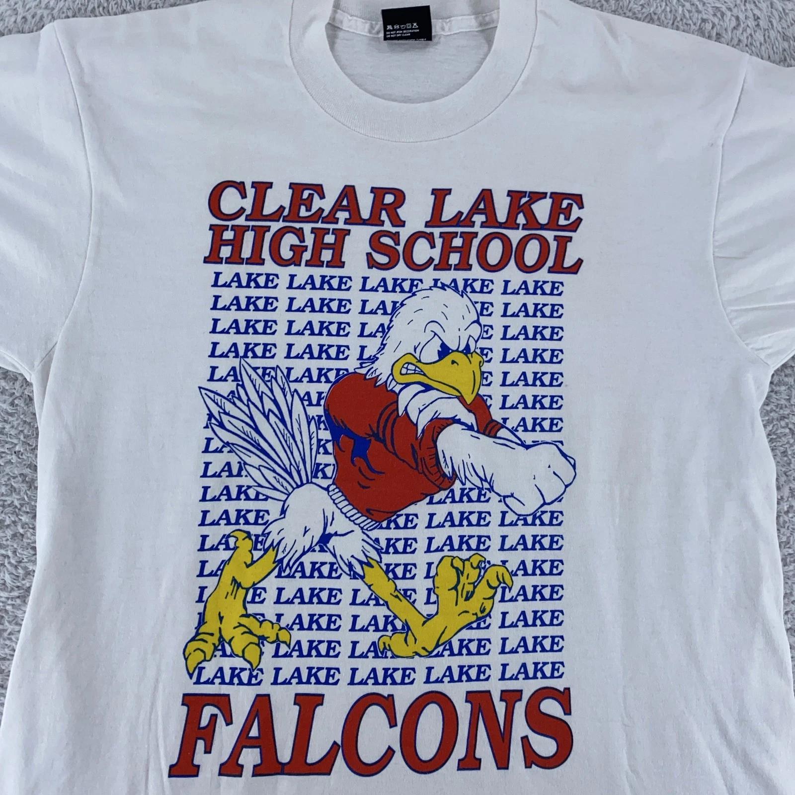

Vintage Clear Lake High School Falcons Shirt Mens Medium White 90s Tee USA L