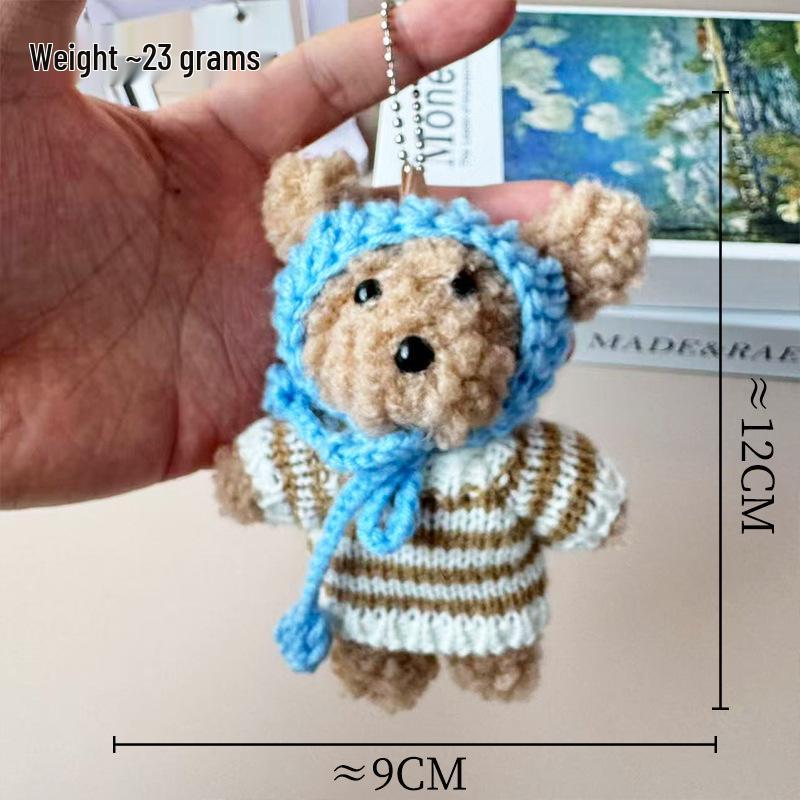 Cute Plush Puppy Sweater Pendant Keychain - Small Ornament & Backpack Charm Gift синий