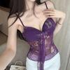 Summer New Exotic Style Flower Mesh Sling Vest Women's Design Sense Slim and Thin Temperament Top