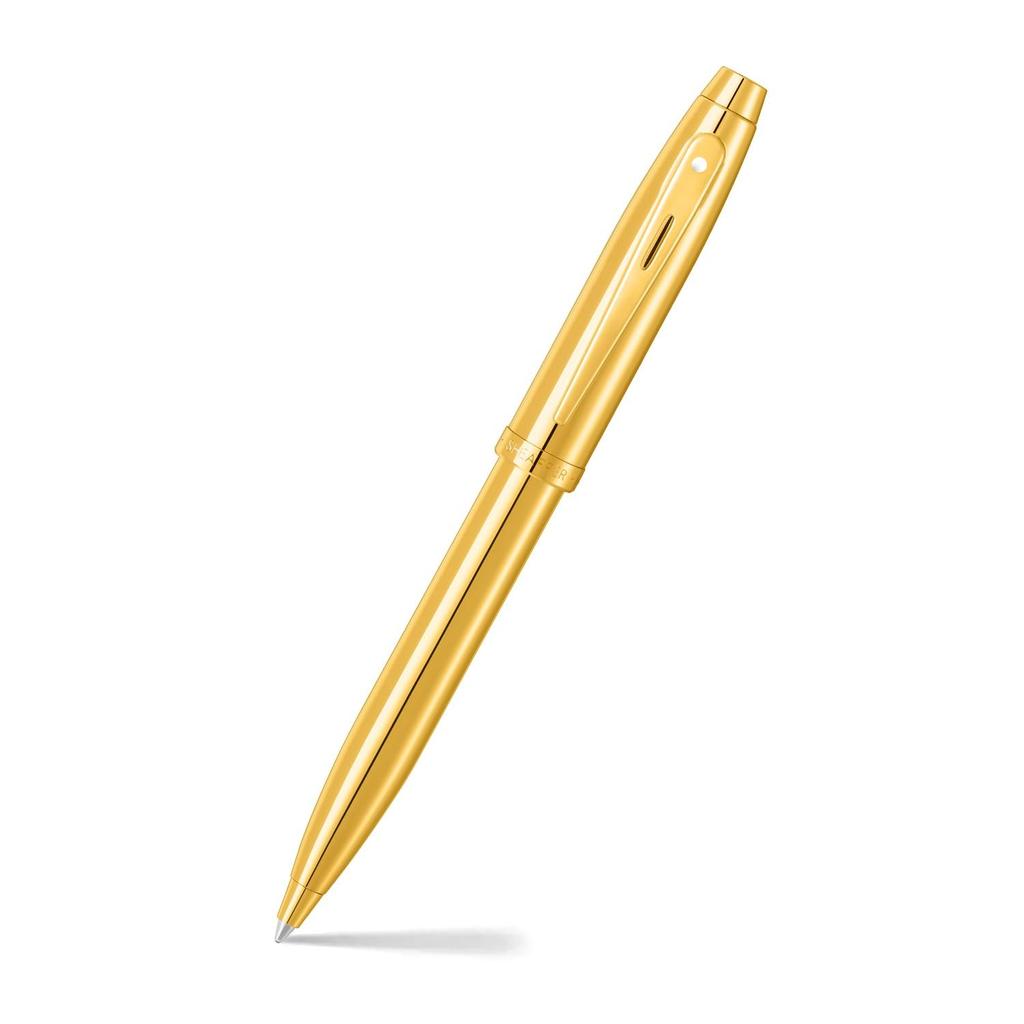 Sheaffer 100 9372 Glossy PVD Gold Ballpoint Pen with PVD Gold Trim