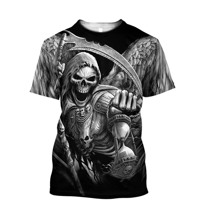 Skull Skull Streetwear T-Shirt Tee Punk Costumes Casual Polyester 4XL