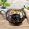 Decorative Coffee Pod Storage Basket With Large Capacity Iron Structure For Capsules Snacks Fruits Home Use