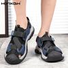 New Arrival Leather Summer Flats Lightweight Breathable Beach Shoes Comfortable Sandals Handmade Anti-collision Toe Men Sandals
