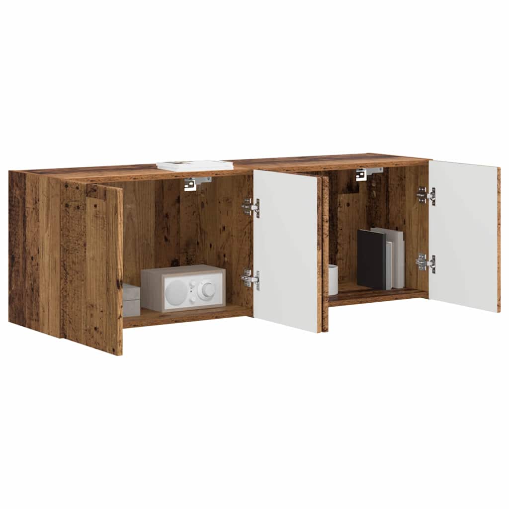 Wall Mounted TV Cabinet Set 2 pcs Reclaimed Wood Look 59.5 x 31 x 40 cm Engineered Wood