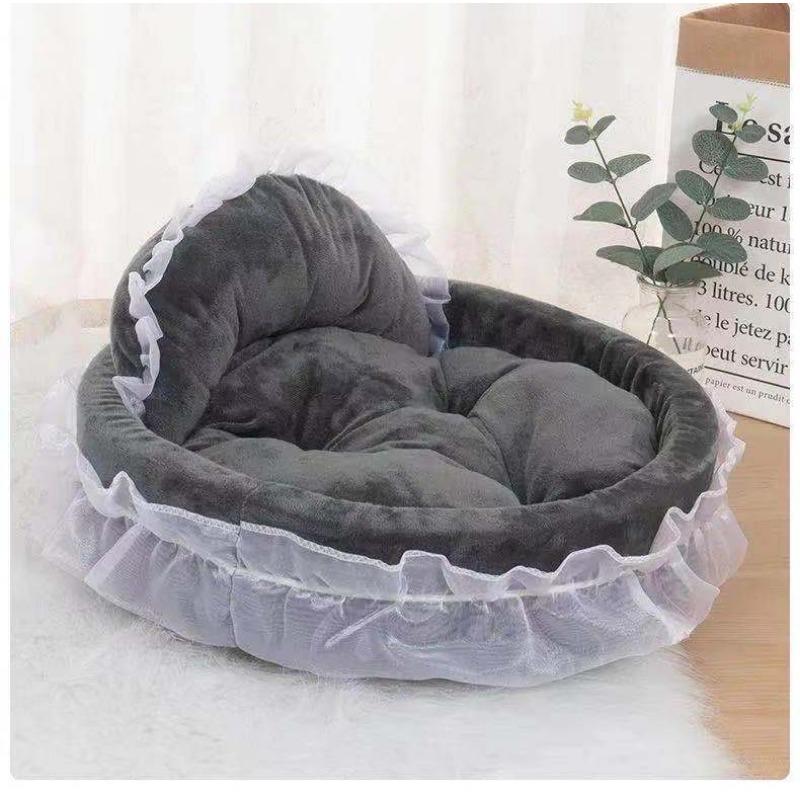 New Creative Doghouse Pet Bow Lace Princess Bed Oval Princess Nest Pet Dog Bed