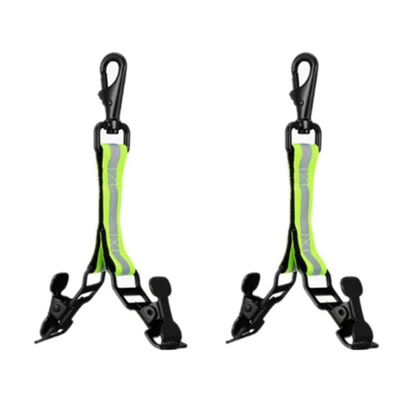 Набор из 2 держателей для перчаток с двойным зажимом для подвешивания перчаток, шлемов и полотенец с карабином и светоотражающей нейлоновой лентой зелёный