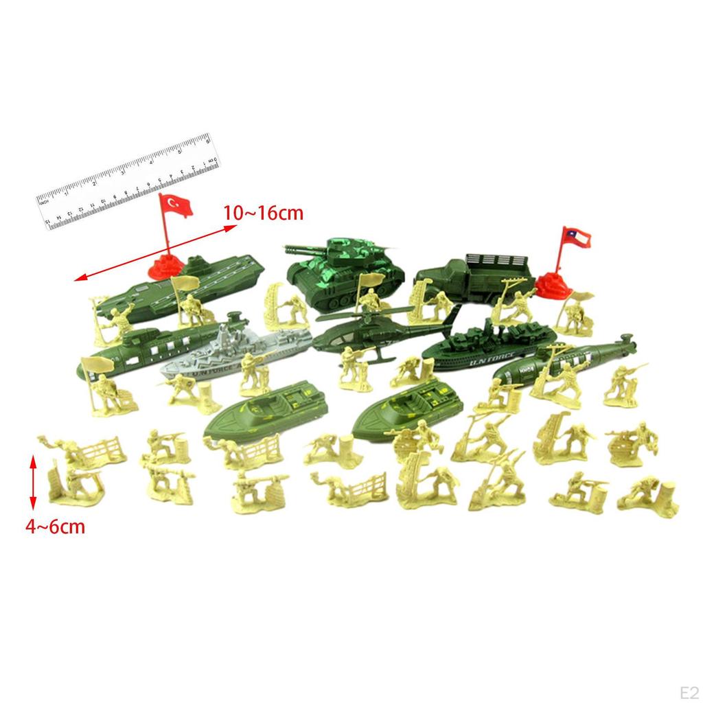 52 Pieces Soldier Figures Toys Playset Sand Table Decor Mini Layout Model Men Soldiers with