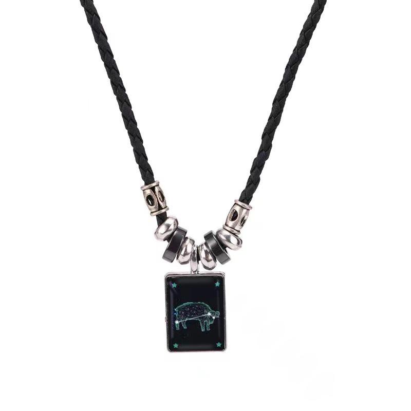 Collana con Ciondolo Zodiaco Creativo 2023 - Moda Retro Europea e Americana con Design alla Moda con Pietra del Tempo