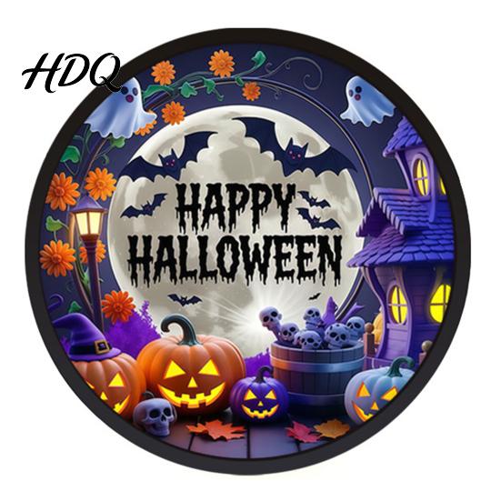 Halloween Holiday Decorations LED Glowing Hanging Decor Acrylic Window Ornament with Light Spooky Durable Signs Sign for Door Wall Haunted