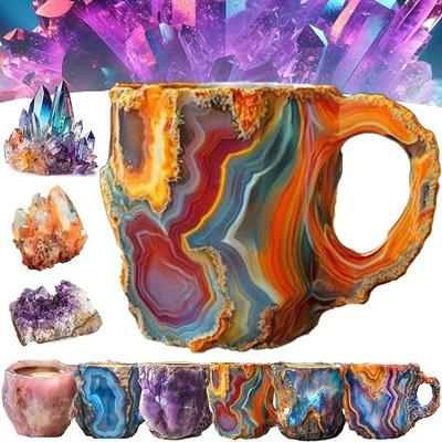 400ml Zarif Lüks Mineral Renkli Kristal Kupa Yarı Saydam Kahve Kupası Ev Ofis Zarif Kristal Su Kupası Kahve Kupası Hediye