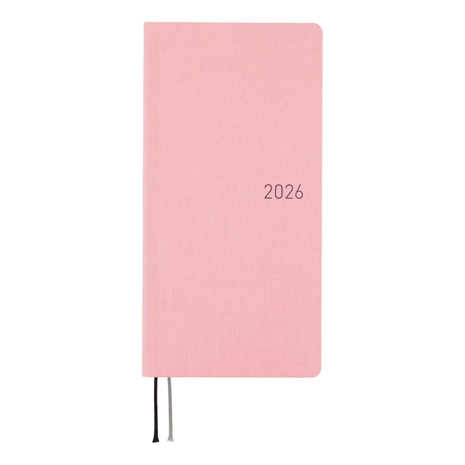 

Hobonichi Techo 2026 Weeks MEGA English Edition January Weekly Slim 219 Grid Memo Colors/Strawberry Milk, Start, Planner, Left, Vertical, Pages,