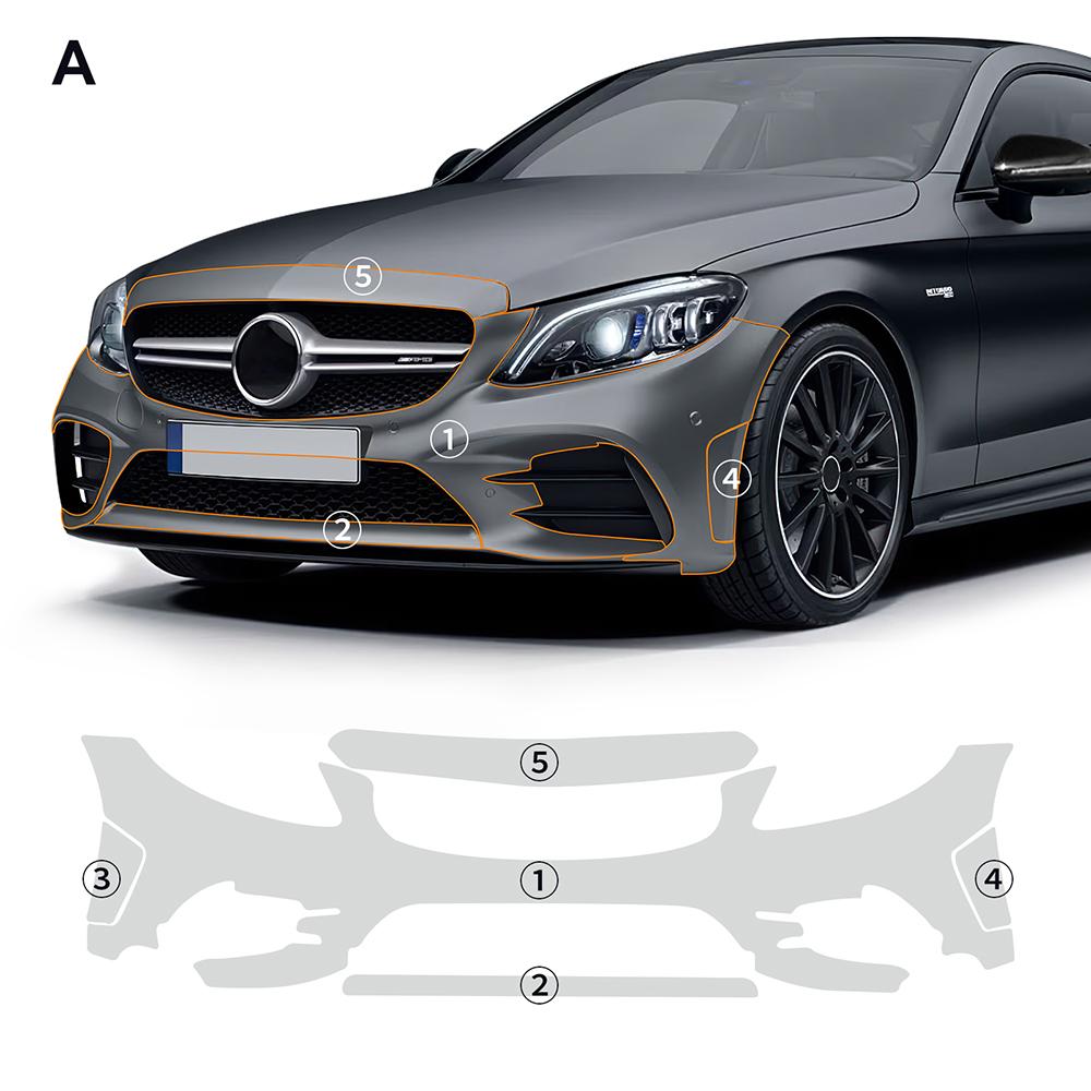 TPU Invisible Car Bumper Paint Protection Film Clear Bra PPF Decal Kit for Mercedes BENZ C-CLASS C205 AMG C43 COUPE 2019-2025