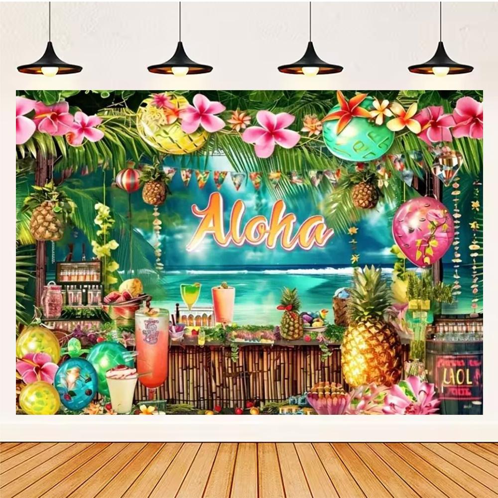 Summer Hawaii Party Supplies Background Banner Decoration Aloha Coconut Tree Surfboard Baby Shower Backdrop Photography Props