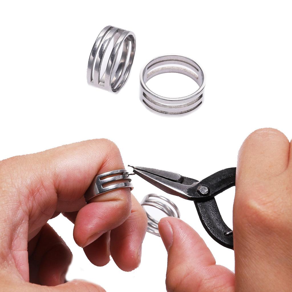 Stainless Steel Open Ring with Opener Tool - Adjustable Jump Ring Closure for DIY Jewelry, Adjustable Finger Ring Accessory