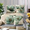 Vintage Floral Pillow Covers Teal Lotus Pattern Cushion Covers Zippered Single Sided Sofa Living Room Bedroom Home Botanical Art