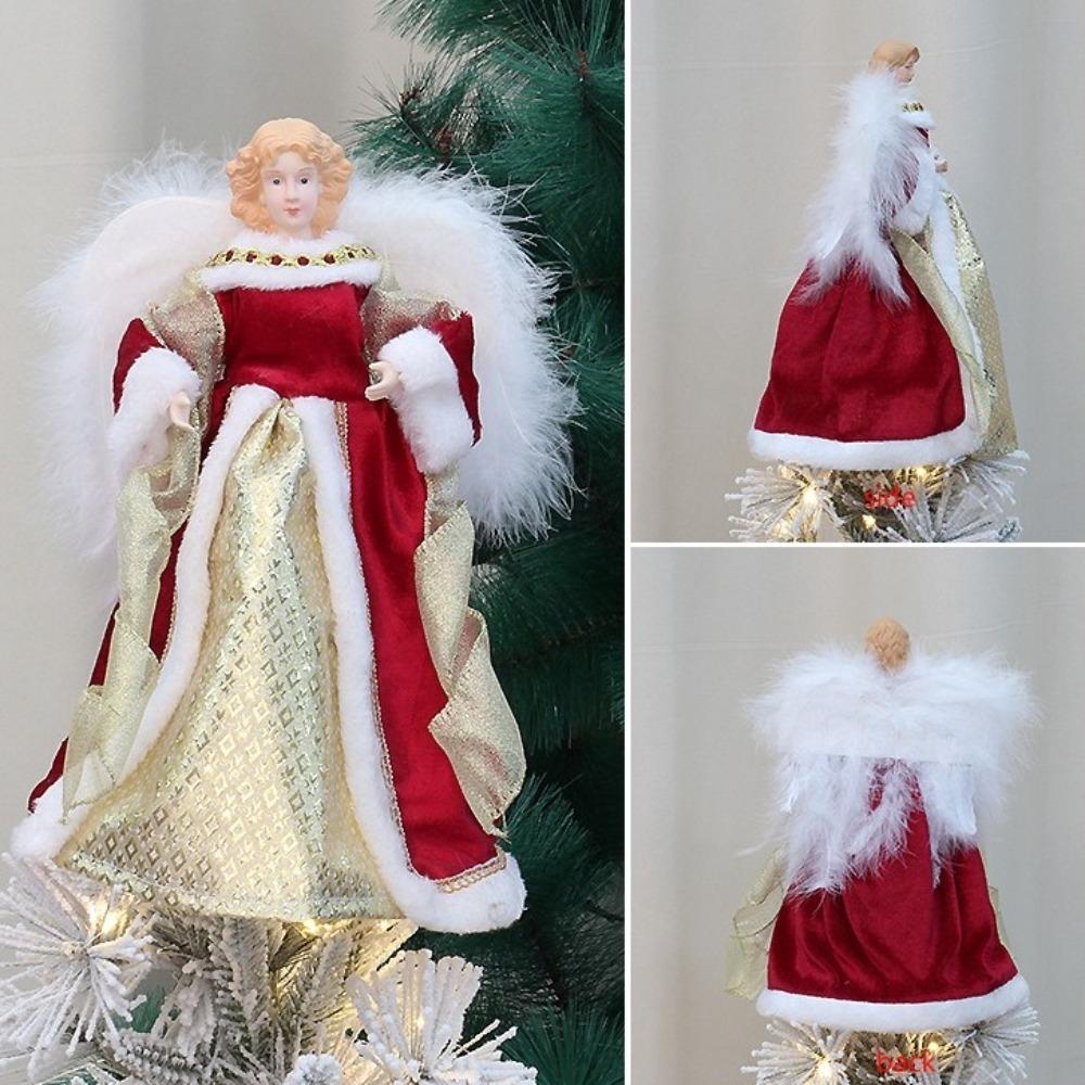 New 2025 Angel Christmas Tree Topper 30cm Navidad Angel Tree Top Star Decorations Wings DIY Xmas Tree Ornaments Yard Cafe Home