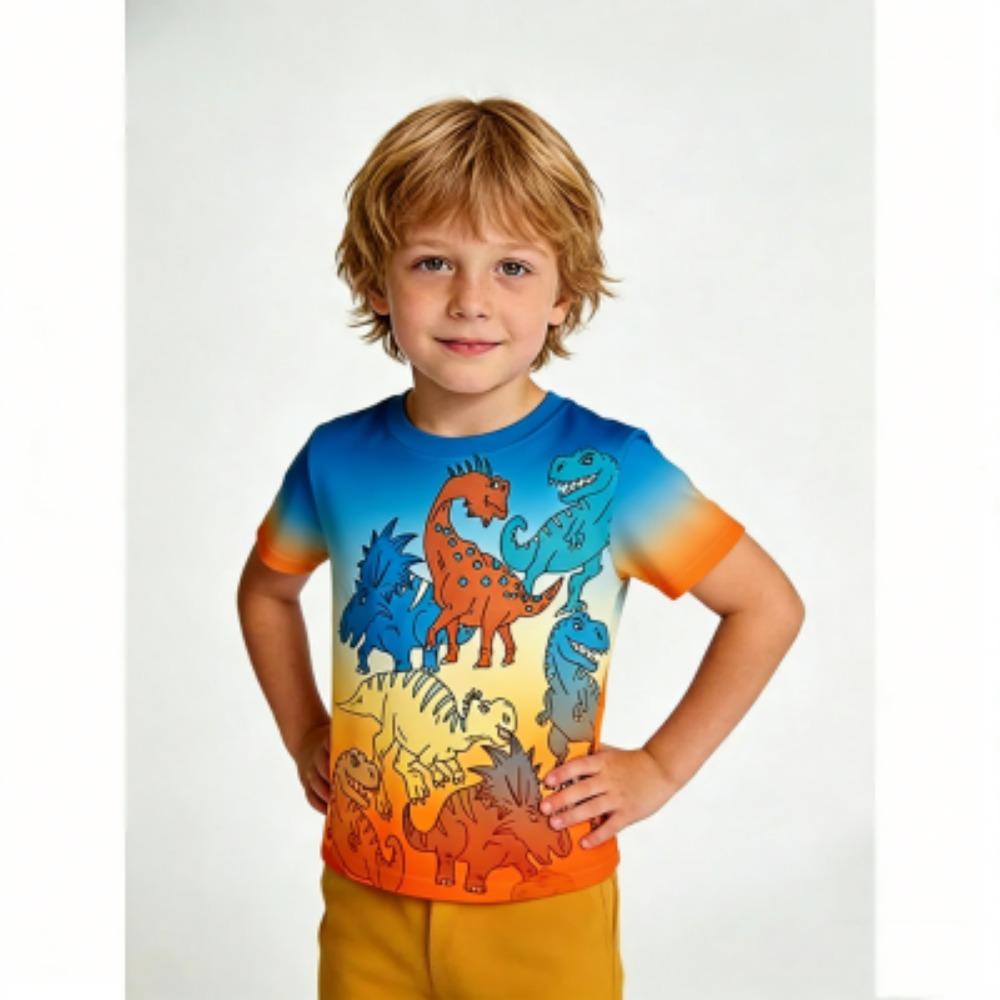 

Kids T-shirt Cartoon Colorful Dinosaur 3D Print Kids Short Sleeves T-Shirt Loose Casual Summer Outdoor Boy and Girl Tees Tops 100