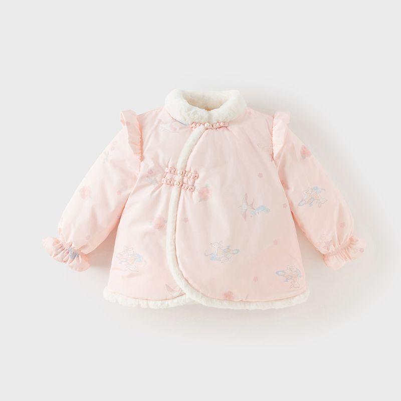 David Bella Children s Cotton Clothing Winter New Style Girls  Chinese Style Long-Sleeve Padded Thickened Jacket for Girls  New Year Outfit Foundation Print [Ready Stock] 90