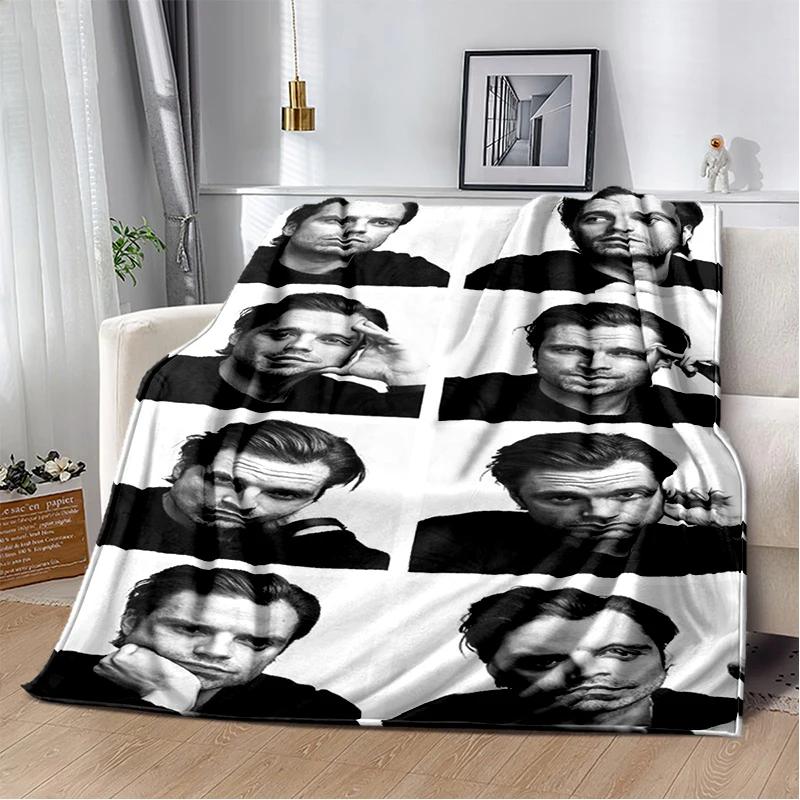 3D Sebastian Stan Handsome Actro Soft Flannel Blanket for Bed Bedroom Sofa Picnic,Throw Blanket for Cover Office Gift Kids