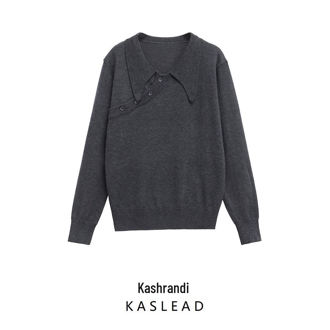 

2025 Spring Women s European & American Style Casual Long Sleeve Knit Sweater Medium темно-сірий
