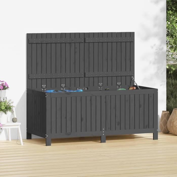 VidaXL Boîte de rangement de jardin Gris 147x68x64 cm Bois de pin 823852