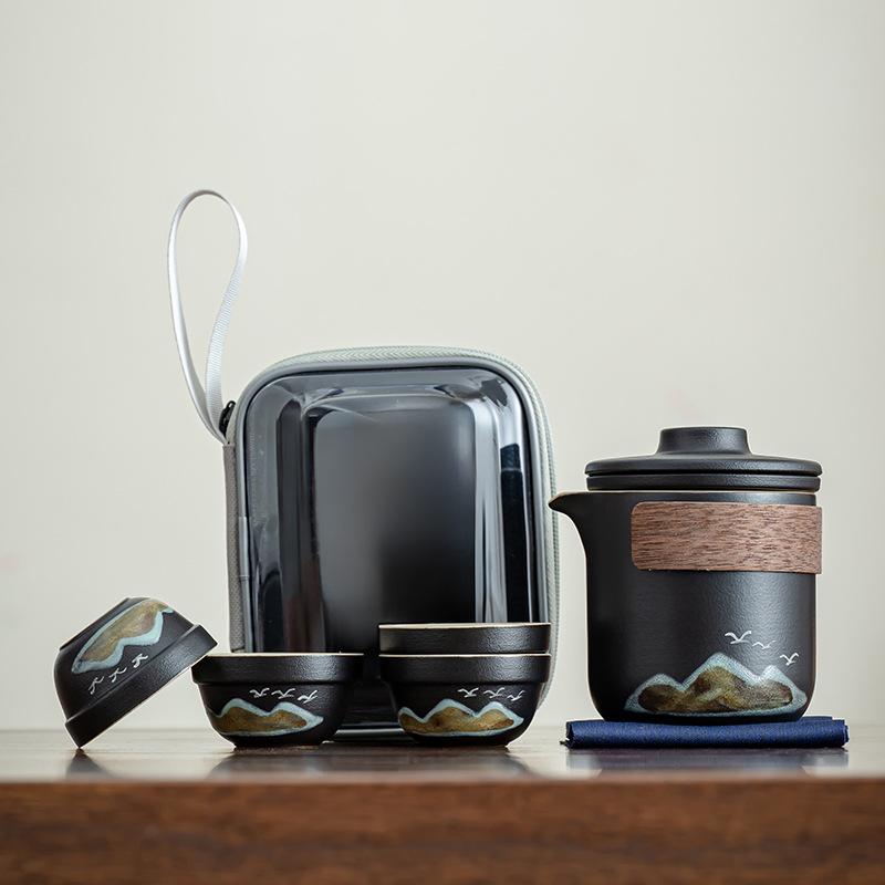 Dayanhe Aoyama Asuka Travel Tea Set Coarse Pottery Kuaike Portable High-end Business Event Gift