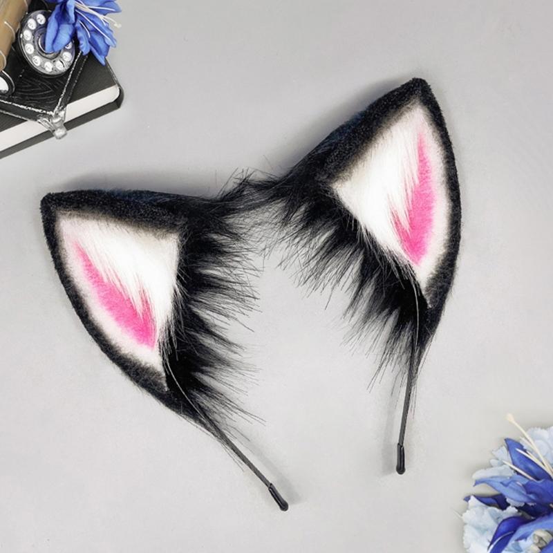 Realistic Animal Ears and Tail Soft Plush Halloween Costume Accessories for Kids Role Play and Theme Parties