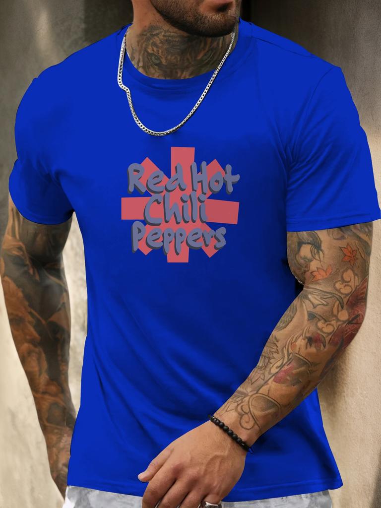 Short Sleeve TShirt Red Hot Chili Peppers Mens 100 Cotton Pattern Printed Shirt Summer Round Neck Breathable Casual Cool Tee