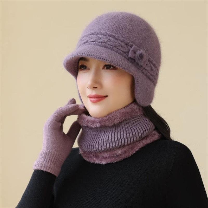 Ladies Woolen Basin Hat for Middle - Aged and Elderly Women, Elegant Bow, British Versatile Fisherman Hat