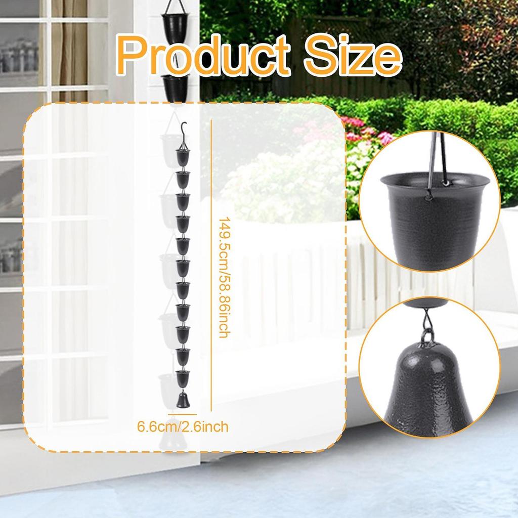 Rain Chain for Gutter Replacement Downspout Sheds Patio Deck Roofs Awnings Round Cups Rainwater