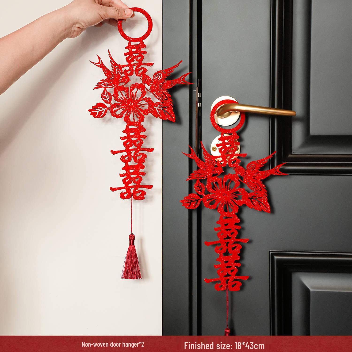 Wedding Xi Character Door Handle Pendant Set - Room & Door Decorations for New Home, Living Room, Bedroom