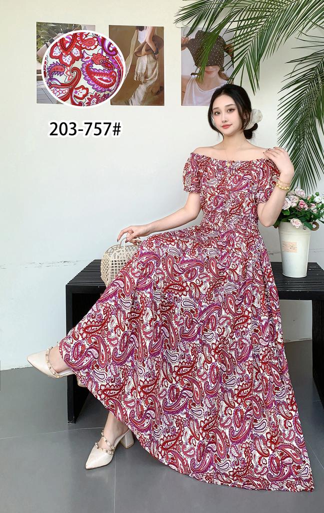 2024 Women's Beach Dress Short Sleeve Floral Dress Cotton Travel Vacation Bohemian Skirt Summer Halter
