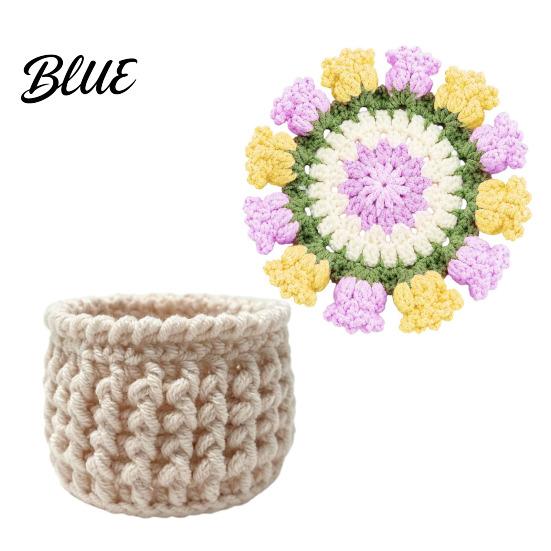 Handwoven Tea Cup Coasters Crochet Flower Bouquet Coaster Handmade Knit Rose Mug Mat Transforms Into Bouquet 2-in-1 Botanical Room Decoration Drink