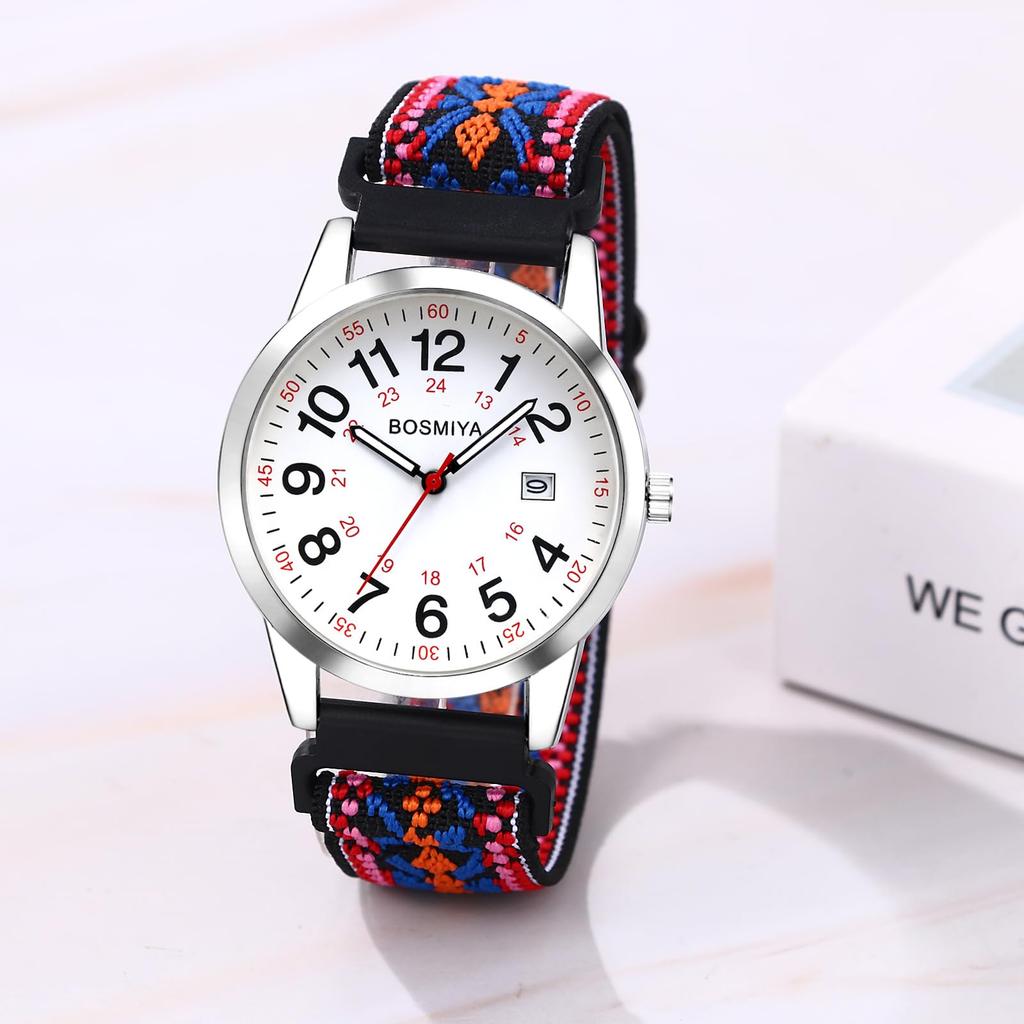 Braided Analog 24 Hour Date Display Adjustable Fashion Watch Boyfriend Gift Men's Wristwatch, Band, Elastic, Waterproof Display, Calendar, Window,