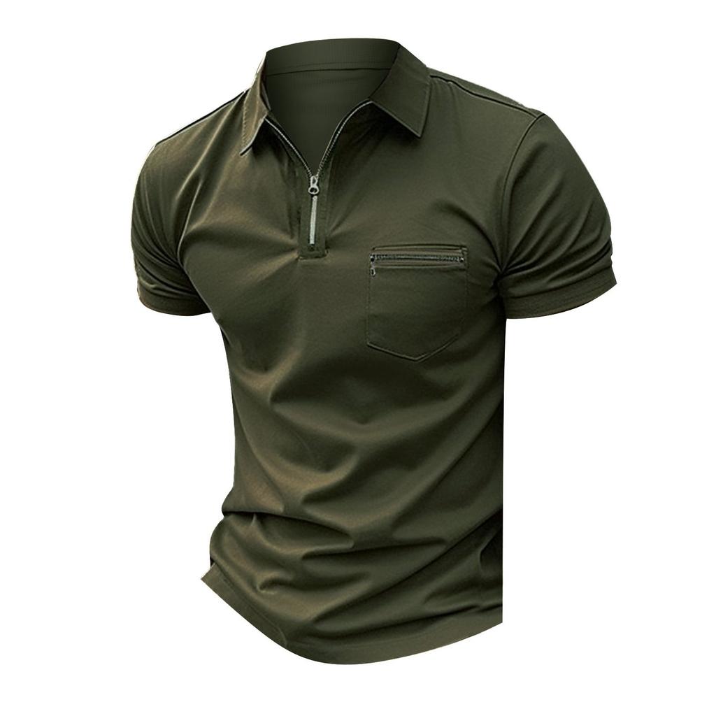 Men's Casual Shirt With Zipper Pocket And Men's Sports Shirt