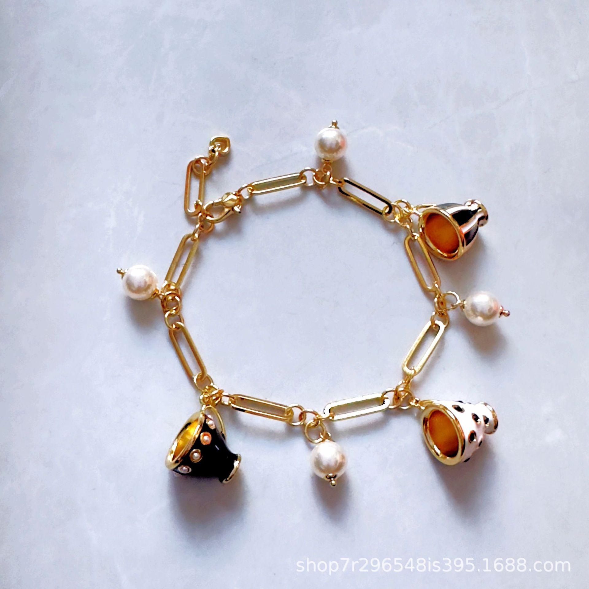 Summer Handmade Drip Glaze Teapot Shape Versatile Commuter Necklace Bracelet Enamel