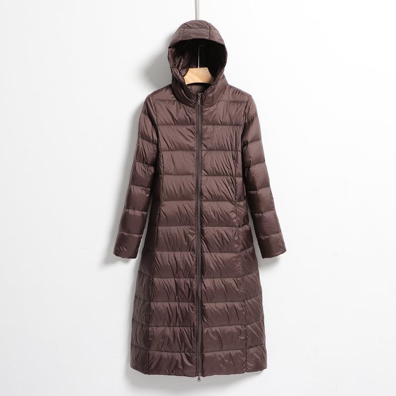Women`s Lightweight Down Coat Hooded Long
