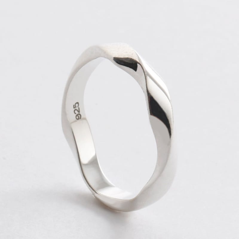 SHOVEOFF Silver 92.5 Twisted Wave Silver Ring Daily Point Couple Friendship Ring SVR-605