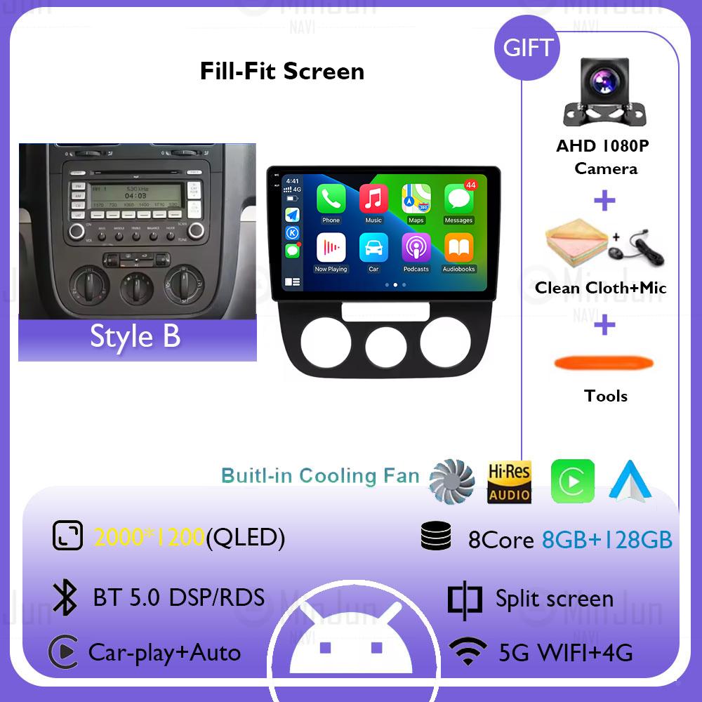 2K Screen Android 14 Car GPS Radio Multimedia For Volkswagen Jetta 5 2005 - 2010 Car Radio Multimedia Video Player Navigation