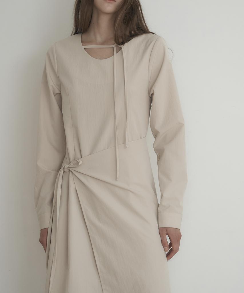 Mosyupamosyu Two-Way Strap Dress [Beige]