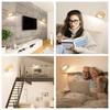 Applique murale LED rechargeable AIMOONSA - grain de bois marron, tactile, USB‑C, 3 températures, 3 niveaux, pivot 360°