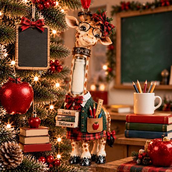 Giraffenmuster Hängende Ornamente Weihnachten Geldhalter Ornament, Acryl Geldklammer Dekoration für Leichte Dekorationen Baumtasche Auto, Süßer Beruf
